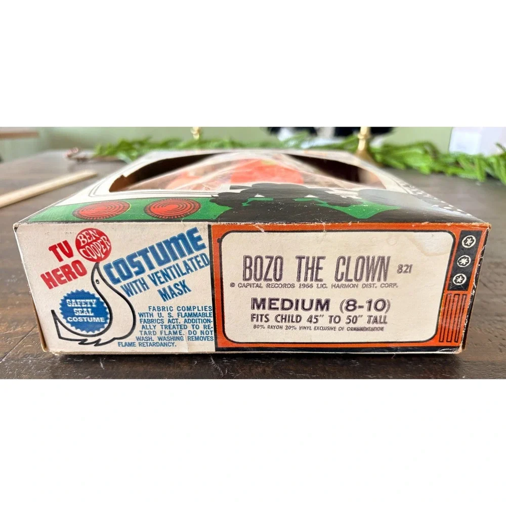 Vintage 1966 Ben Cooper TV Hero Costume‎ & Mask Bozo The Clown with Box